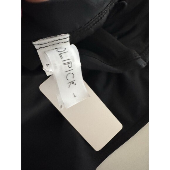 Women Black Bandeau One Piece Swimsuit Tummy Control Bathing Suit Halter size L - Picture 12 of 13